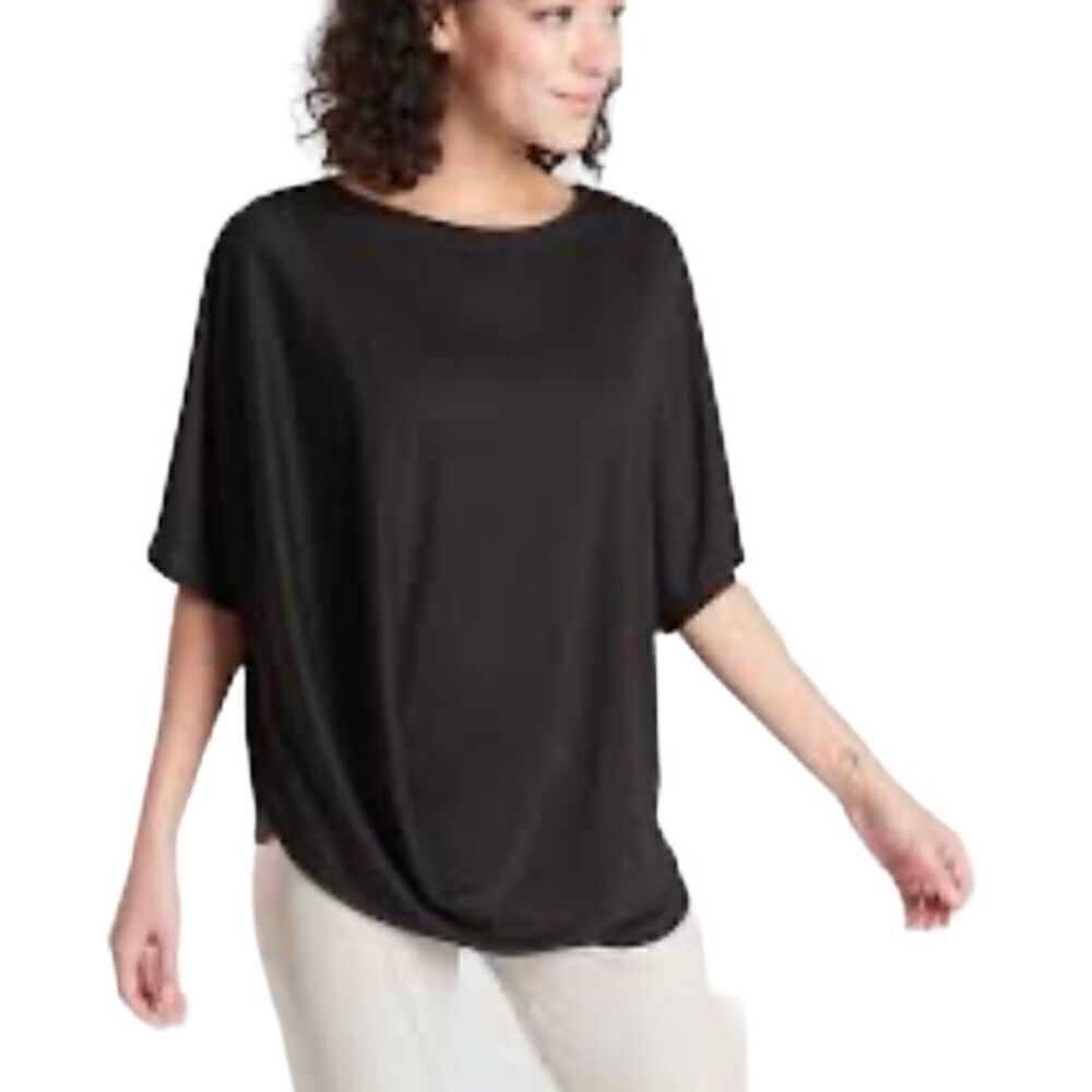 Athleta Dolman Asymmetrical Tee Shirt Black Medium